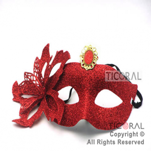 MASCARA HS5763-3 VENECIANA ROJA CON FLOR x 1
